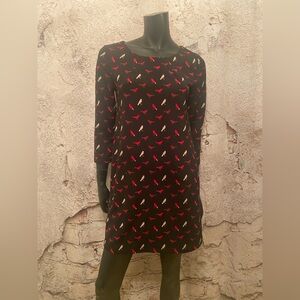 Vivienne Tam Black Bird 3/4 Sleeve Mini Dress